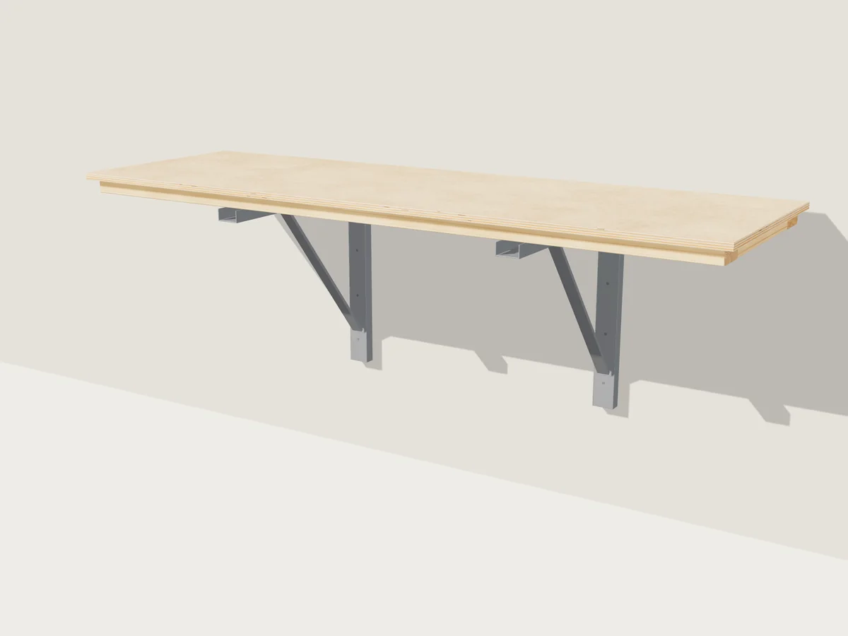 Fold-down workbench, drawn by Benchside