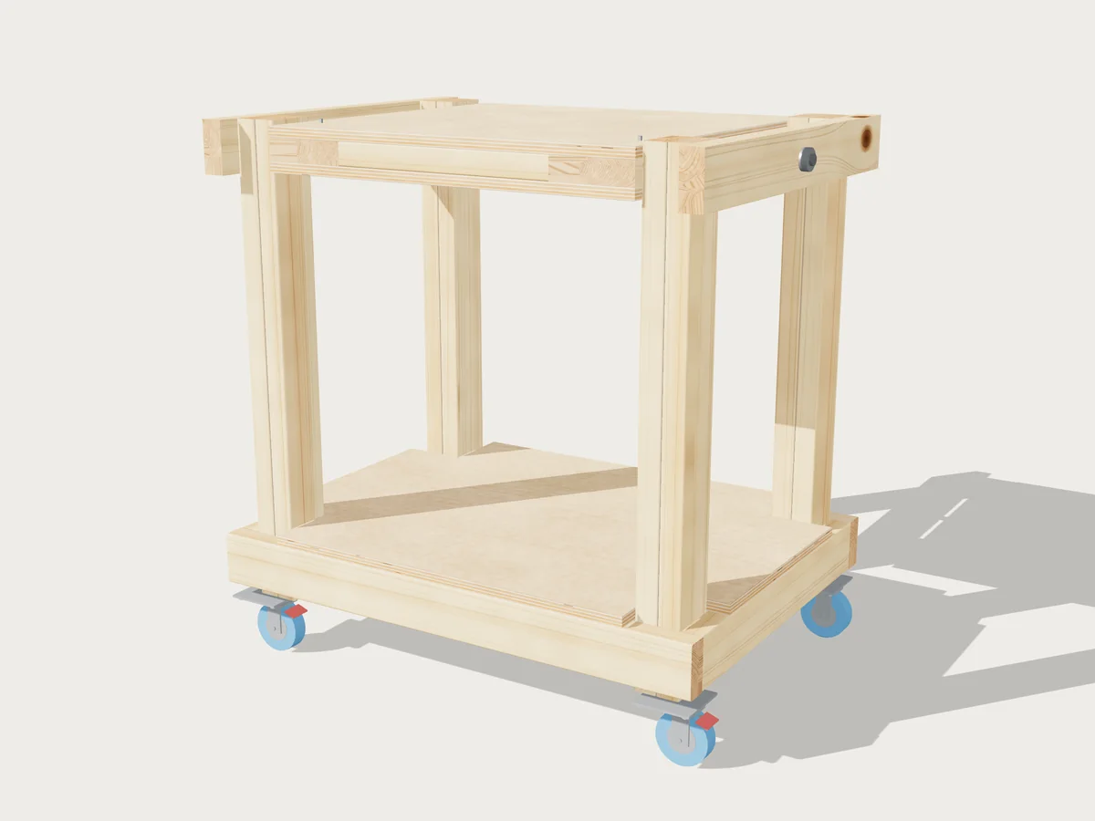 Flip-top saw cart, drawn by Benchside