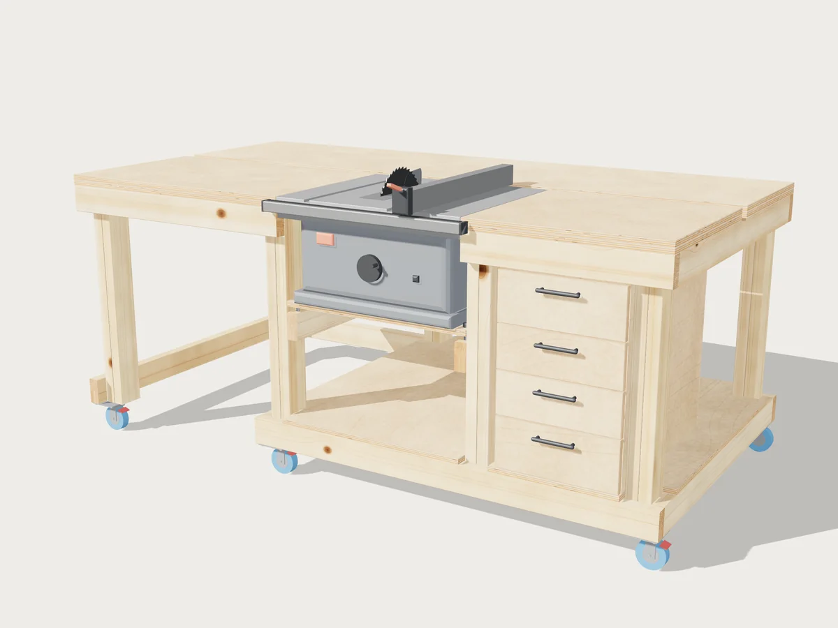 Table saw station, drawn by Benchside